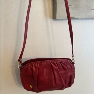 Dior Burgundy Leather Crossbody Bag with Gold-Tone Hardware